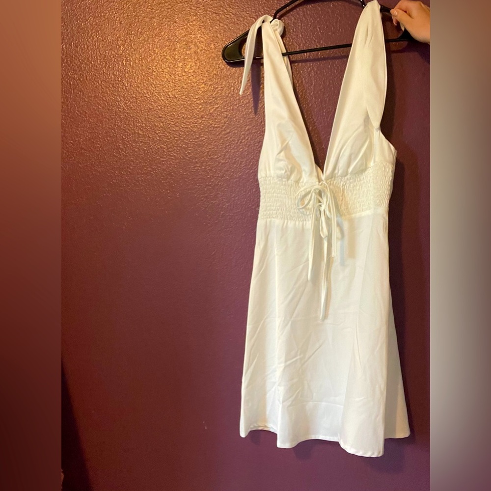 Nasty Gal White Tie Front midi dress size 0